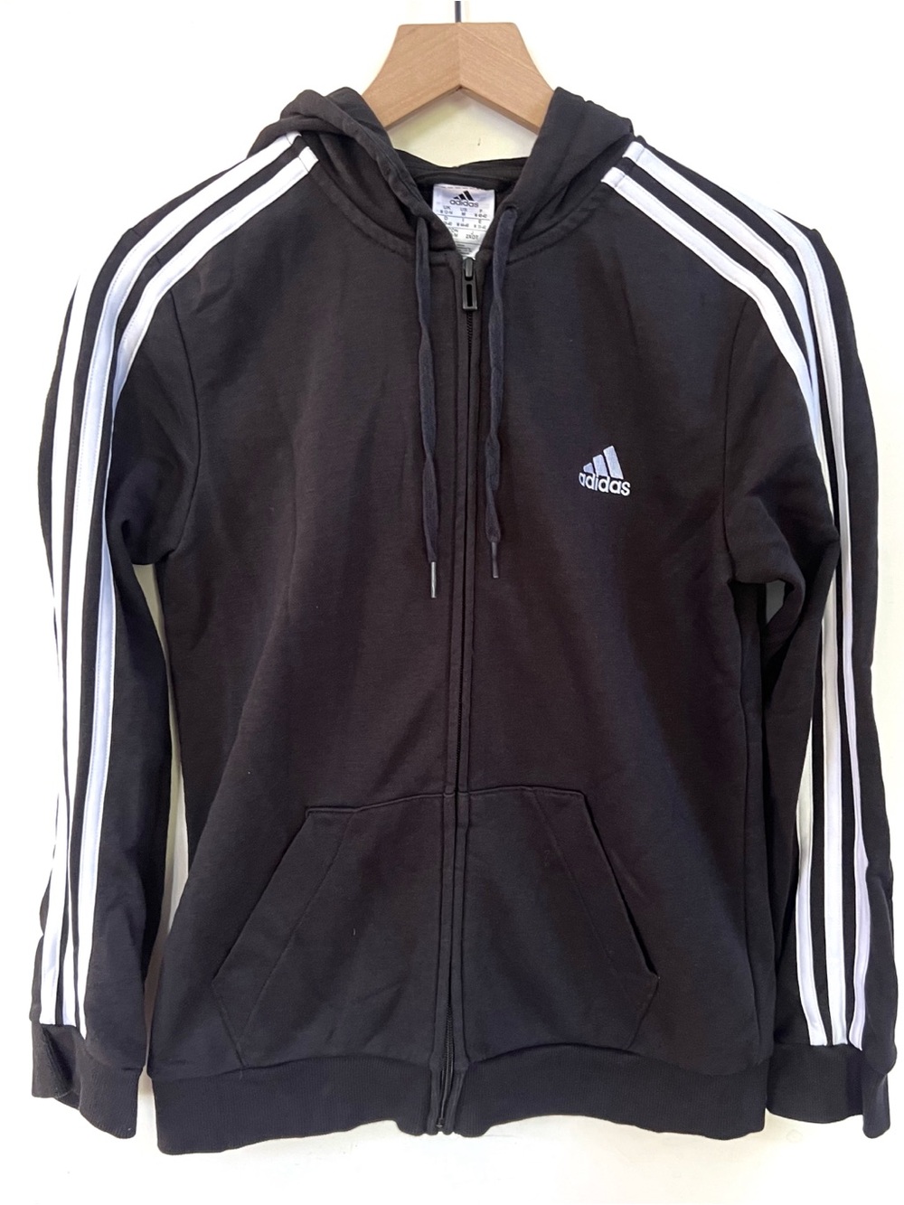 Adidas 3 Stripe Full Zip Hoodie Black White Size Medium Men’s Classic Logo